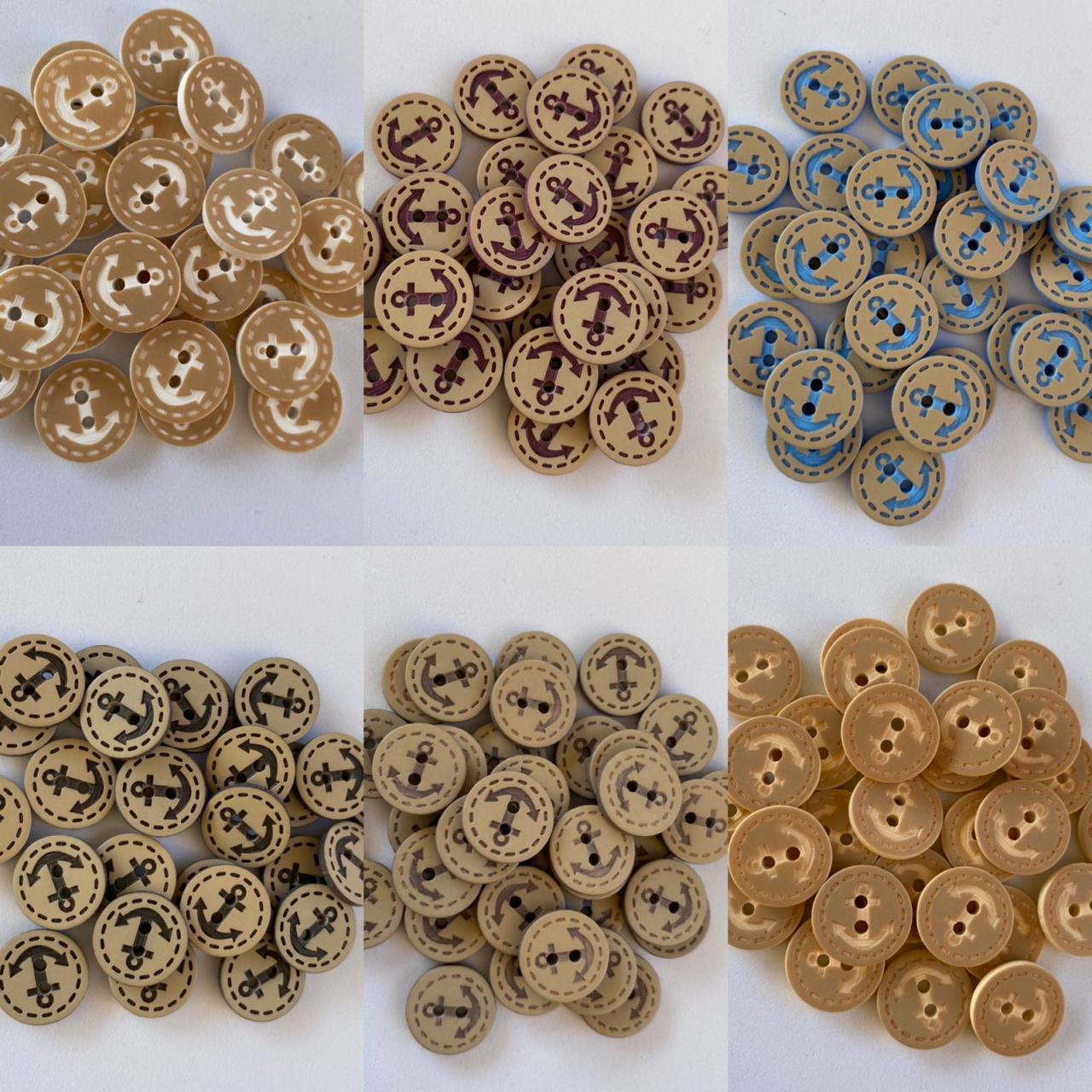 Çapa Desen Yuvarlak Bebe Düğme