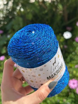 Lina Yarn Makrome Simli Pullu Saks Mavi