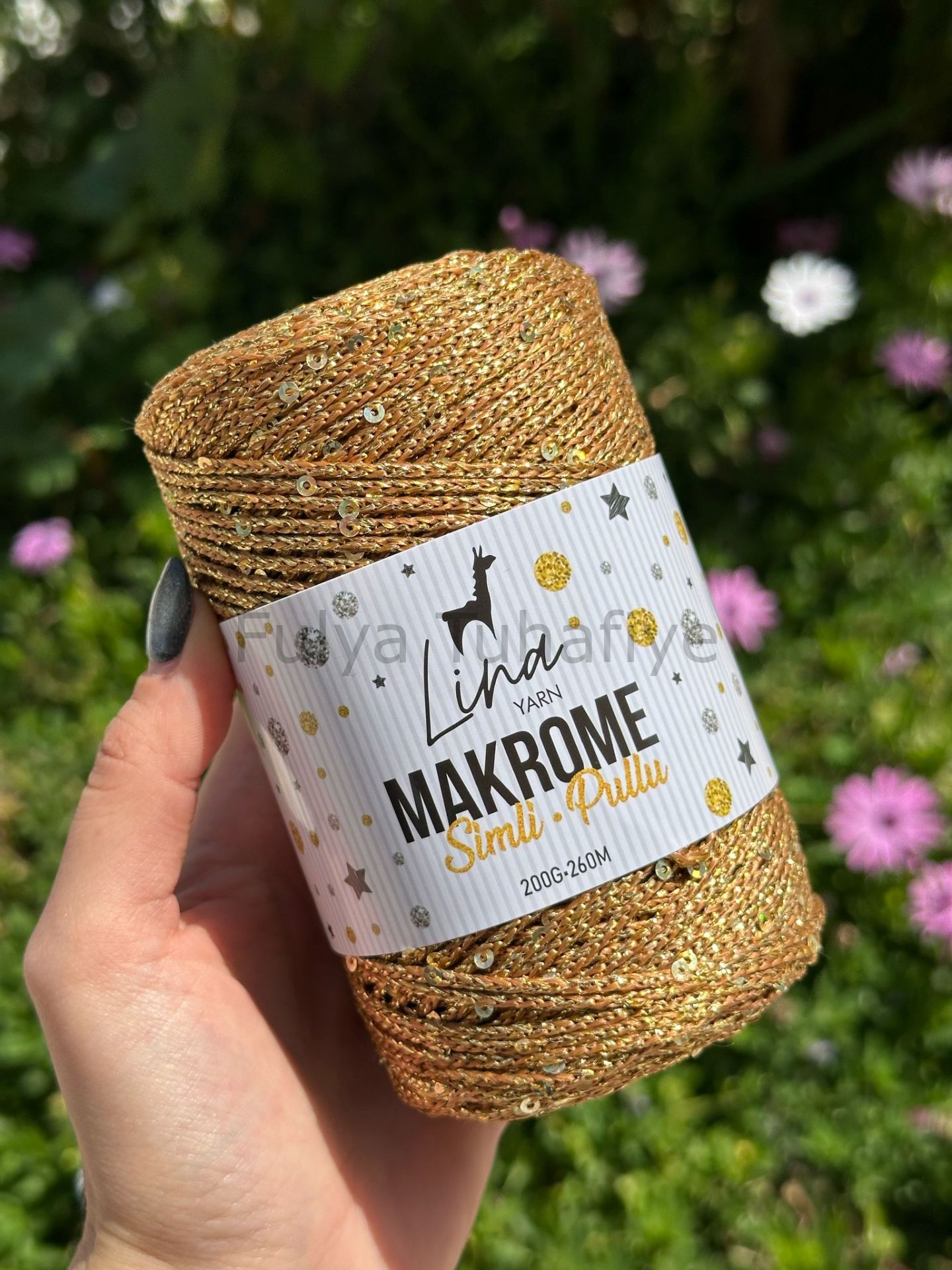 Lina Yarn Makrome Simli Pullu Gold2