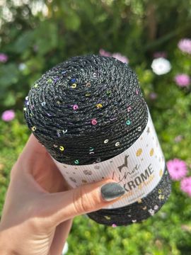 Lina Yarn Makrome Simli Pullu Siyah2