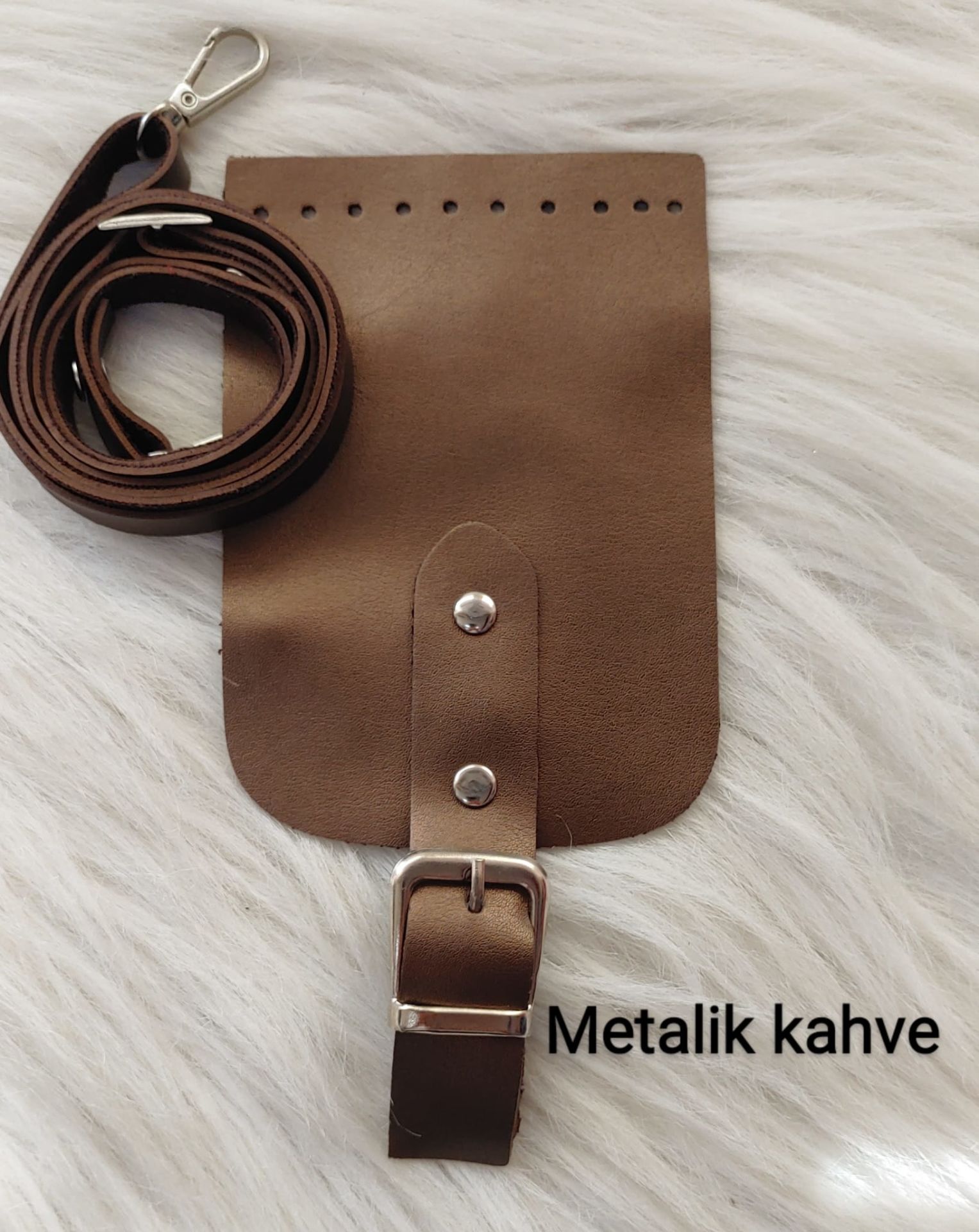 Mini Çanta Kapak Askı Seti Metalik Kahve