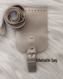 Mini Çanta Kapak Askı Seti Metalik Bej