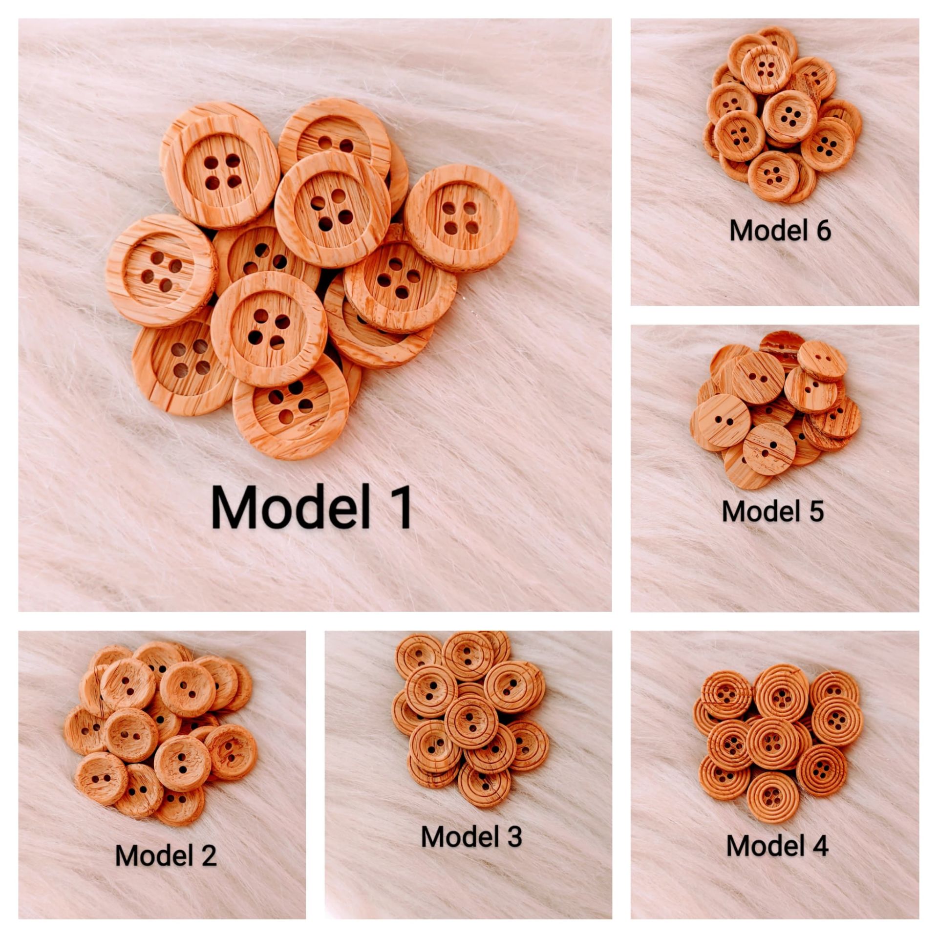 Doğal Ahşap Görünümlü Polyester Düğme (1,7cm)