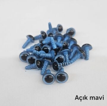 10 mm Renkli İthal Amigurumi Göz Açık Mavi